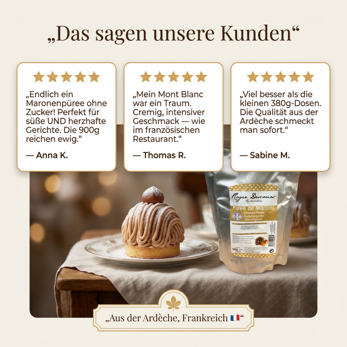 Maronenpüree 900g – Edelkastanien essfertig als Beilage Suppen & Desserts