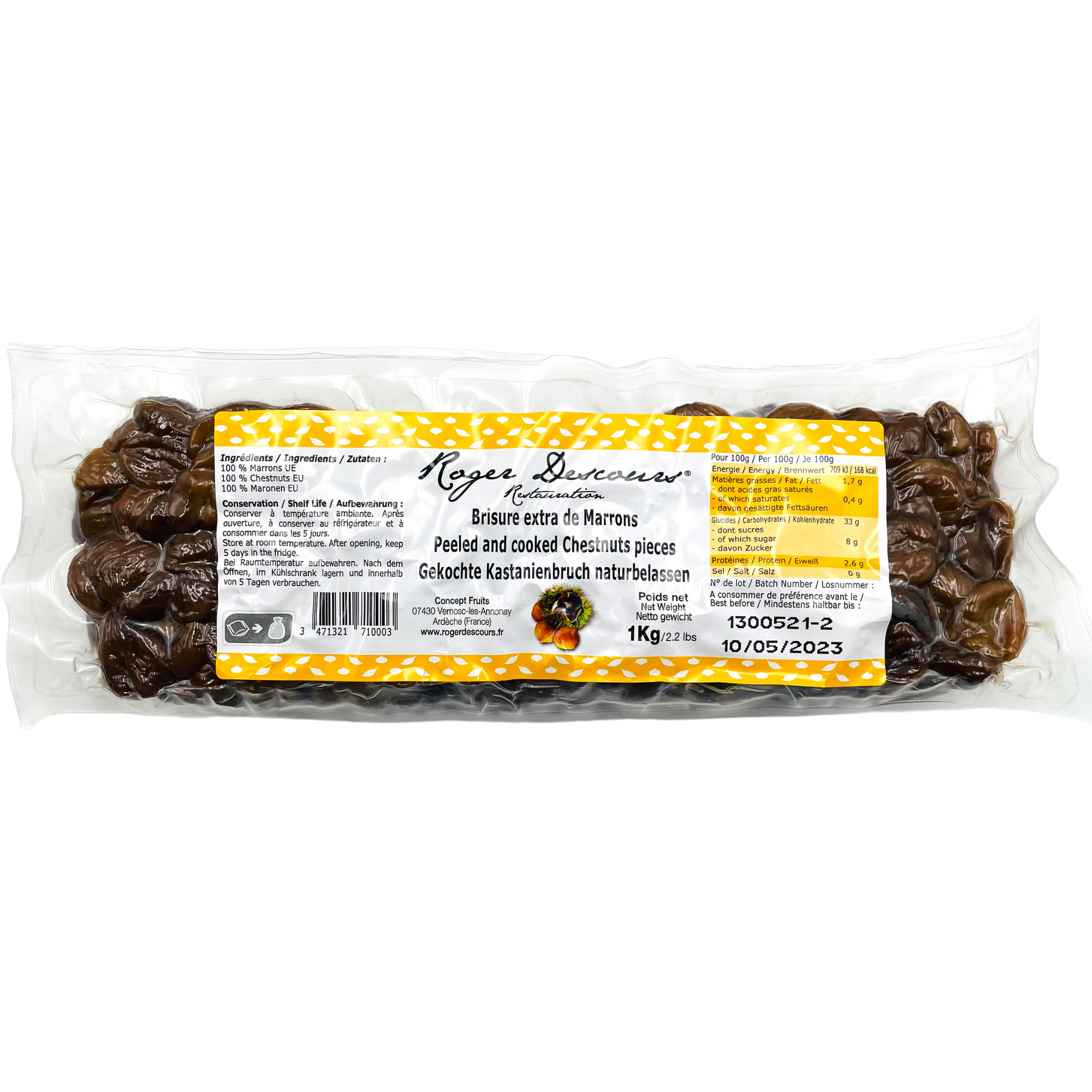 Gekochte und vakuumierte Maronenbruch